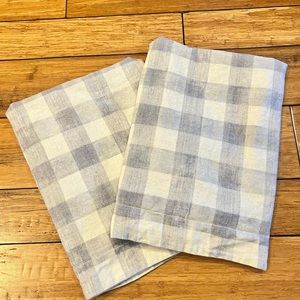 Pottery Barn pillow shams gray check plaid 29” x 29” cotton linen